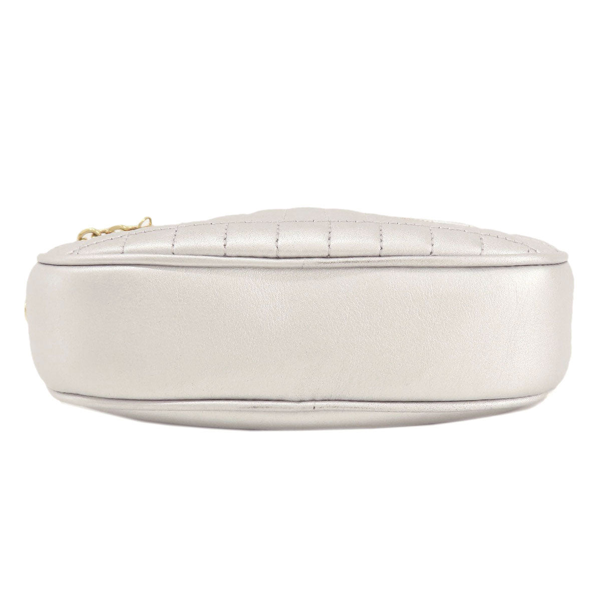 CELINE Shoulder Bag leather Silver Long shoulder Women Used Authentic