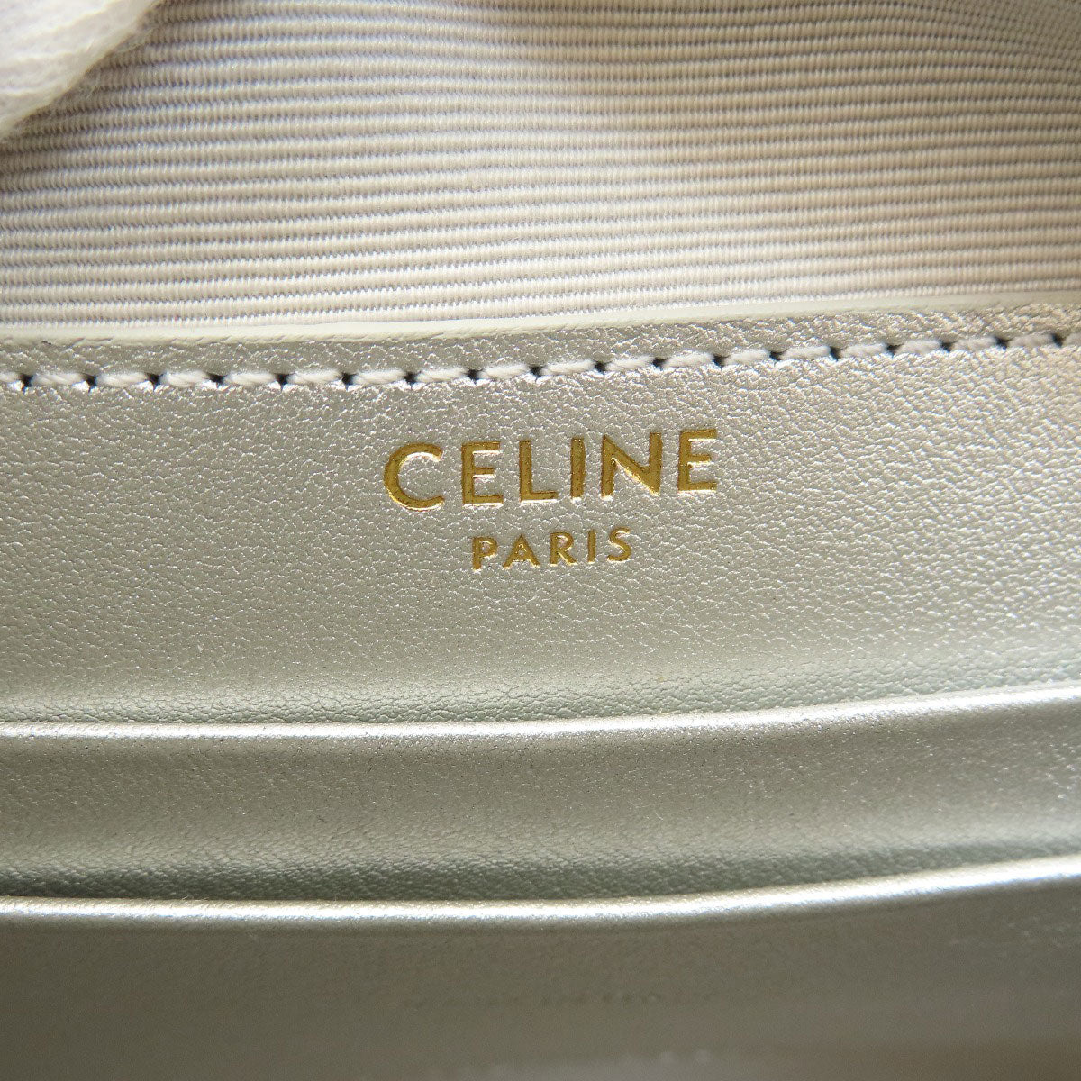 CELINE Shoulder Bag leather Silver Long shoulder Women Used Authentic