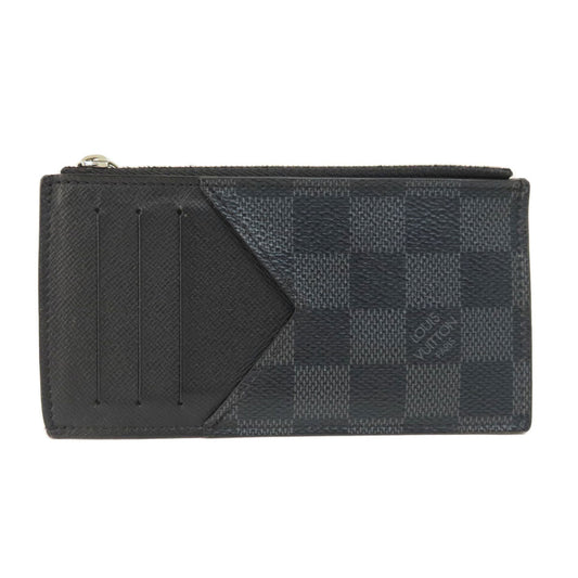 LOUIS VUITTON Coin case N64038 Damier canvas black Coin Card Holder Damier Graphite mens Used Authentic