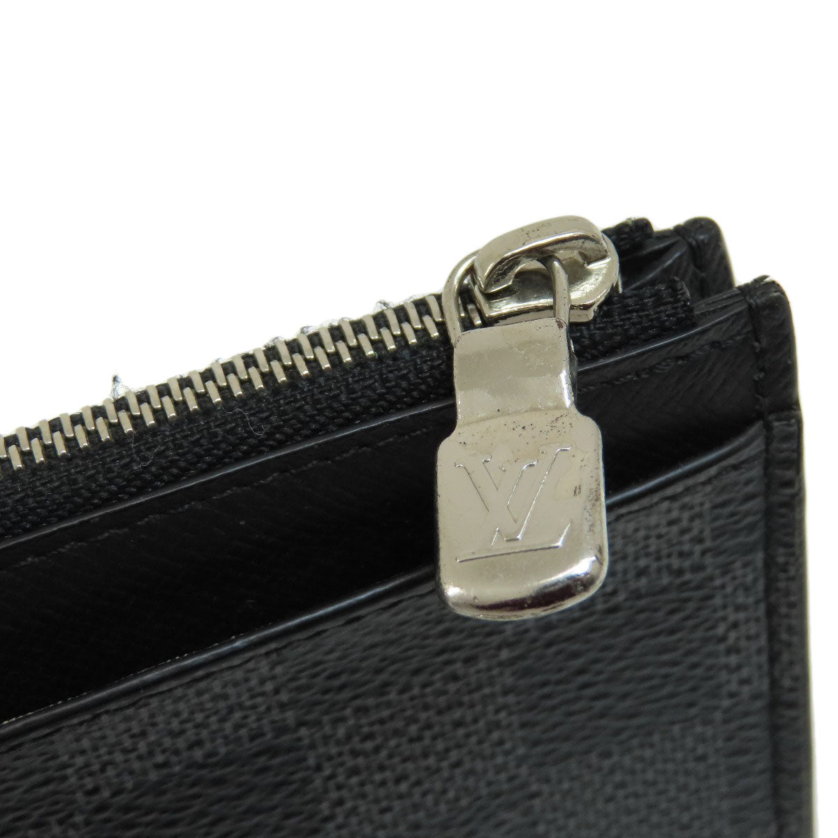 LOUIS VUITTON Coin case N64038 Damier canvas black Coin Card Holder Damier Graphite mens Used Authentic
