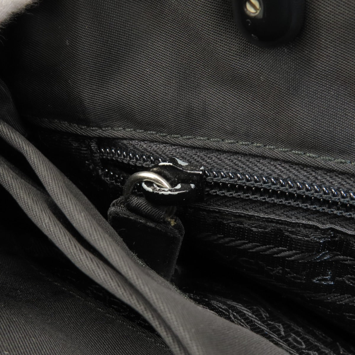PRADA Handbag Nylon black logoMetal Women Used Authentic