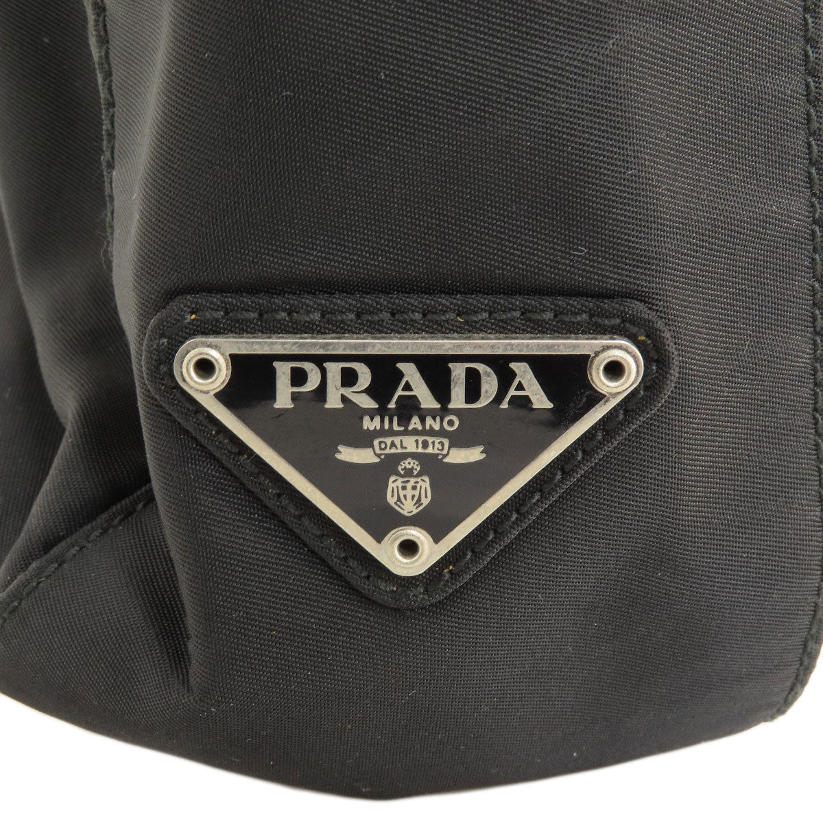PRADA Handbag Nylon black logoMetal Women Used Authentic
