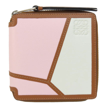 LOEWE Bifold Wallet leather Brown puzzle Women Used Authentic
