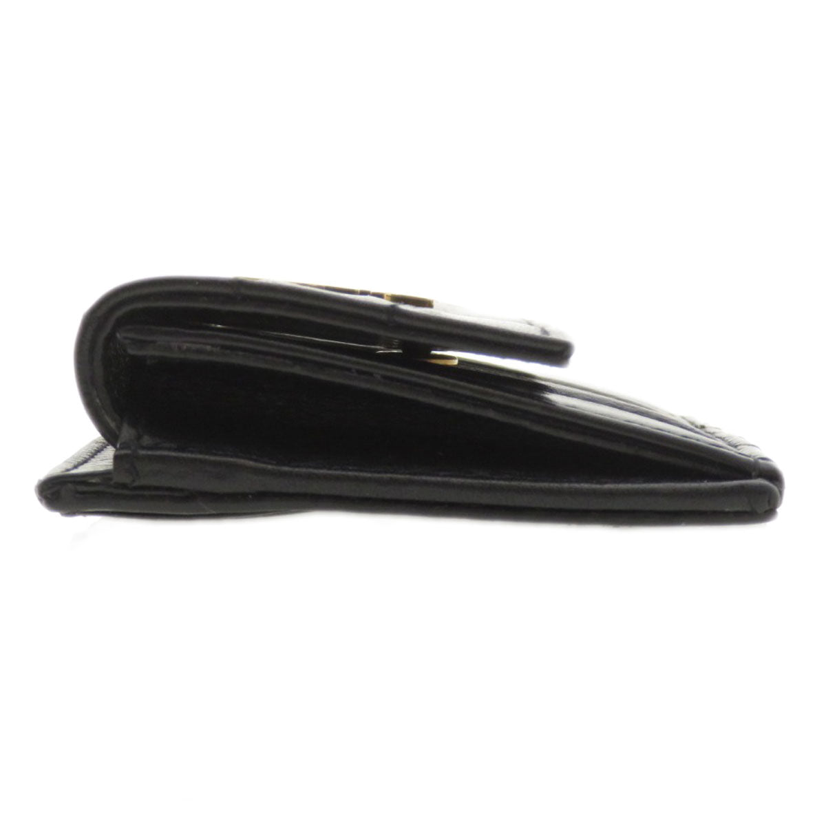 SAINT LAURENT Coin case Calfskin black Logo motif Women Used Authentic