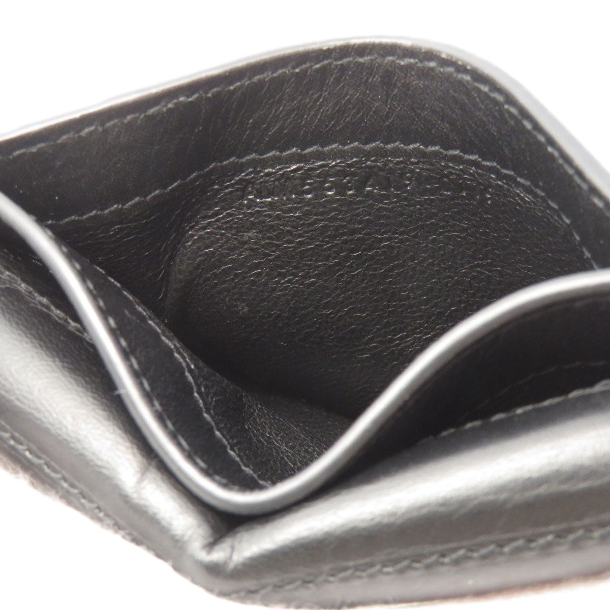 SAINT LAURENT Coin case Calfskin black Logo motif Women Used Authentic