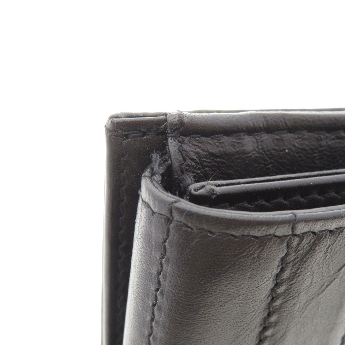 SAINT LAURENT Coin case Calfskin black Logo motif Women Used Authentic