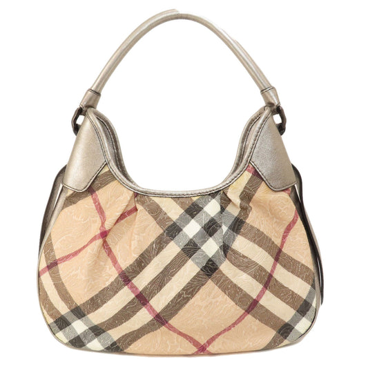 BURBERRY Handbag PVC beige Nova Check Flower Embossed Women Used Authentic