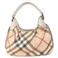 BURBERRY Handbag PVC beige Nova Check Flower Embossed Women Used Authentic