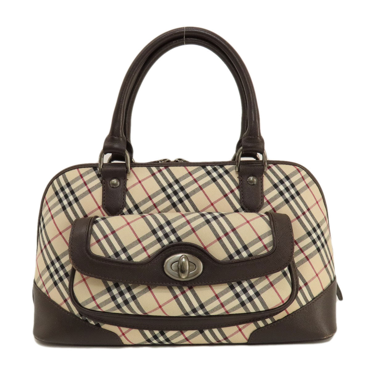 BURBERRY Handbag Canvas, Leather Brown Nova Check Women Used Authentic