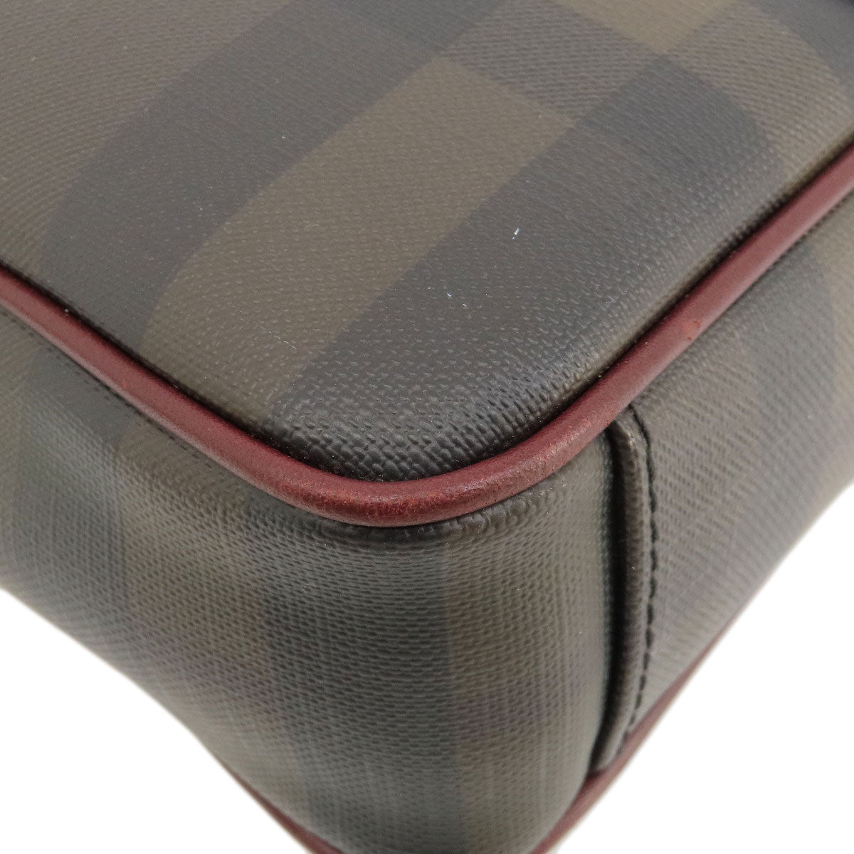 BURBERRY Handbag PVC, Leather Brown Check Pattern 2WAY Women Used Authentic
