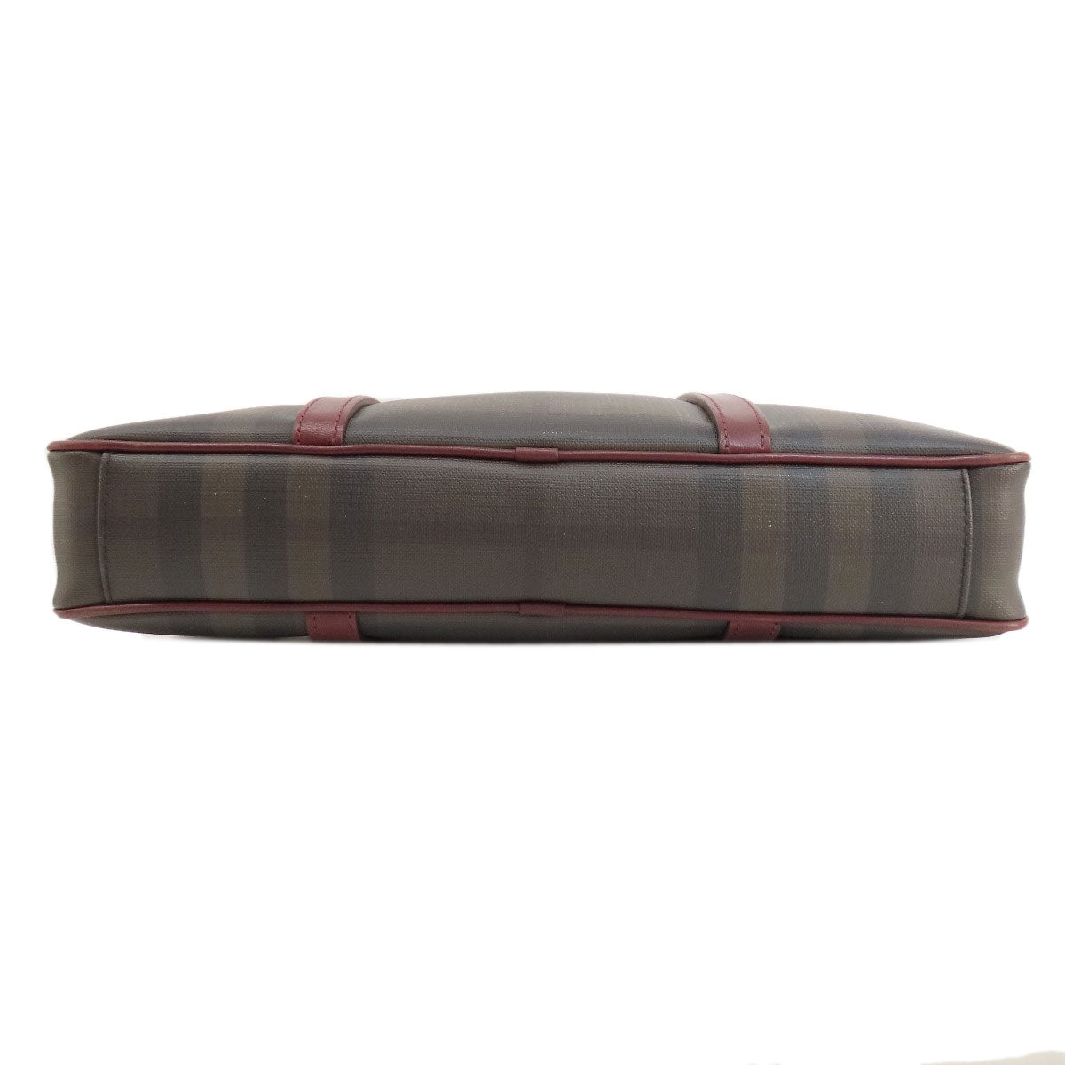 BURBERRY Handbag PVC, Leather Brown Check Pattern 2WAY Women Used Authentic
