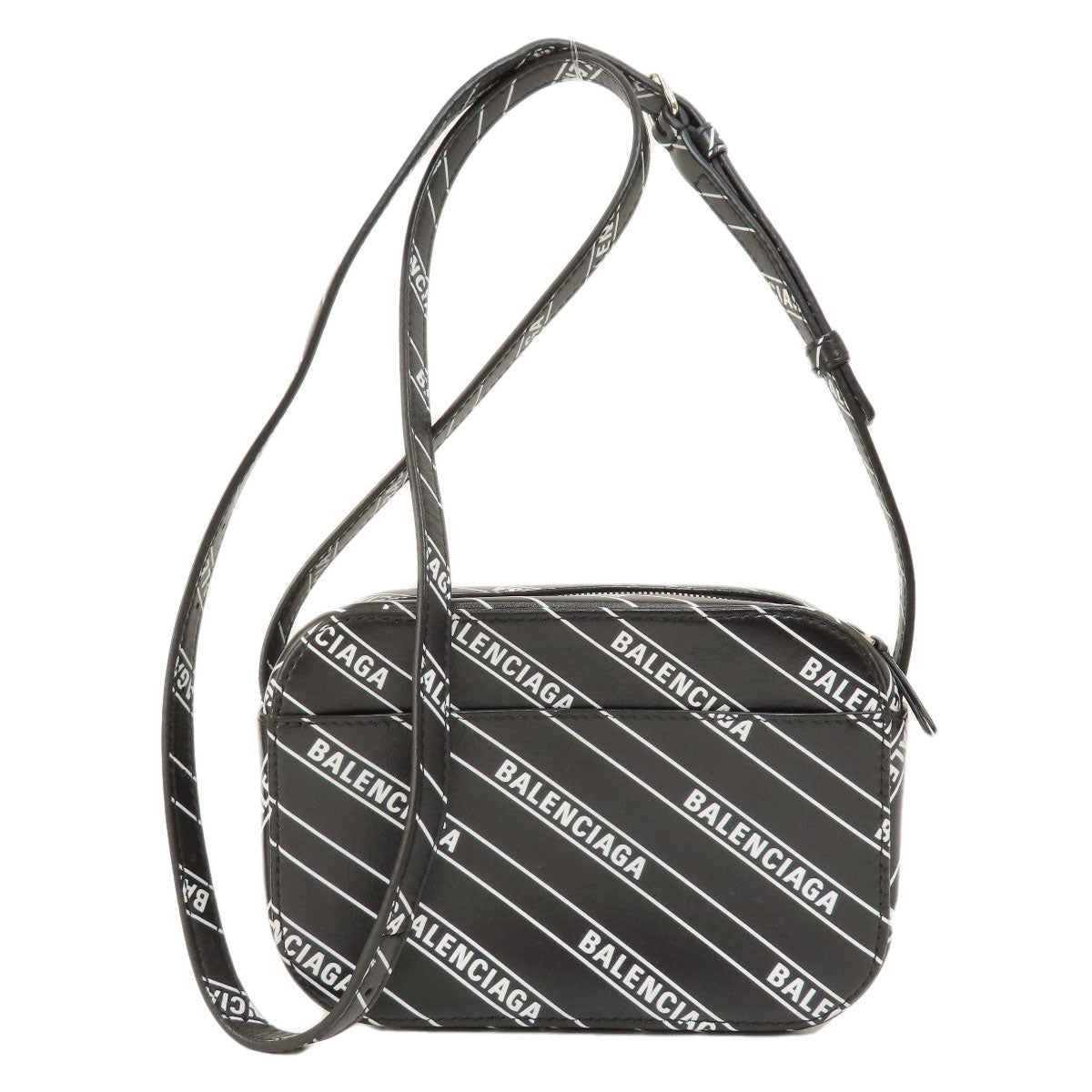 BALENCIAGA Shoulder Bag 552372 Calfskin black logo Women Used Authentic