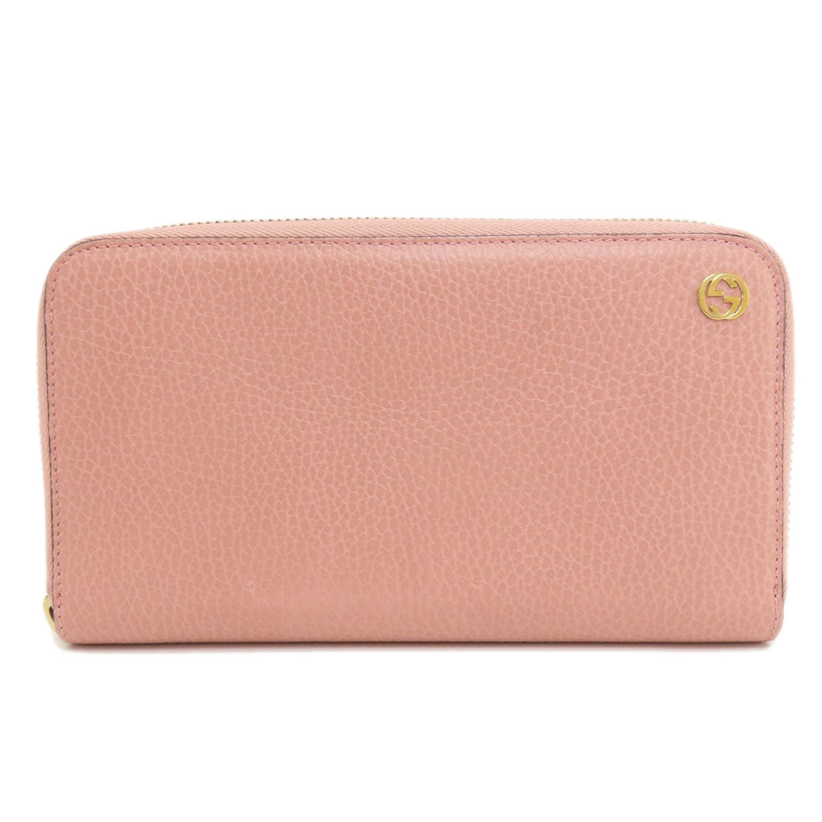 GUCCI Long Wallet Purse 449347 leather pink Interlocking G Women Used Authentic