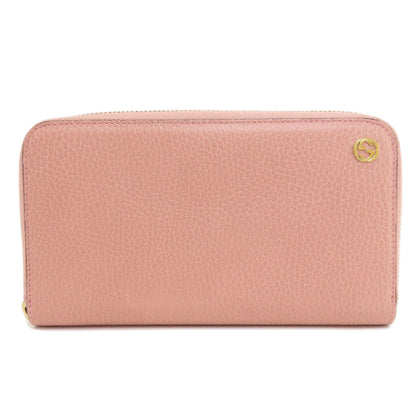 GUCCI Long Wallet Purse 449347 leather pink Interlocking G Women Used Authentic
