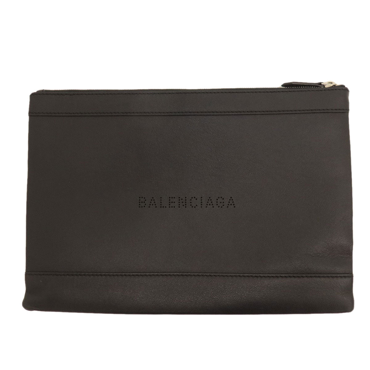 BALENCIAGA Clutch bag 373834 leather black logo Women Used Authentic