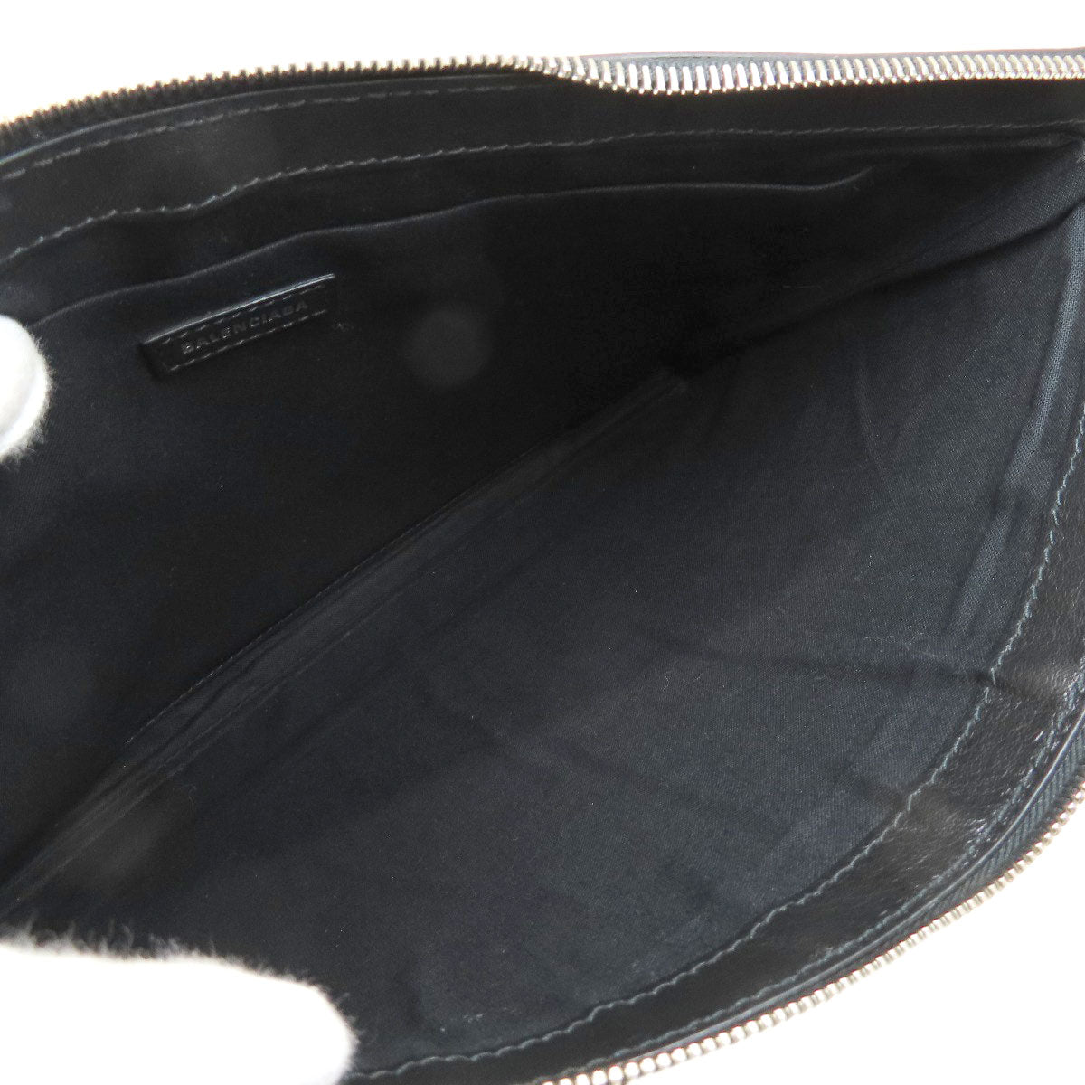 BALENCIAGA Clutch bag 373834 leather black logo Women Used Authentic