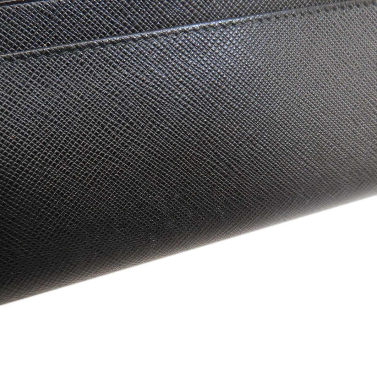PRADA Long Wallet Purse leather black logo saffiano Women Used Authentic