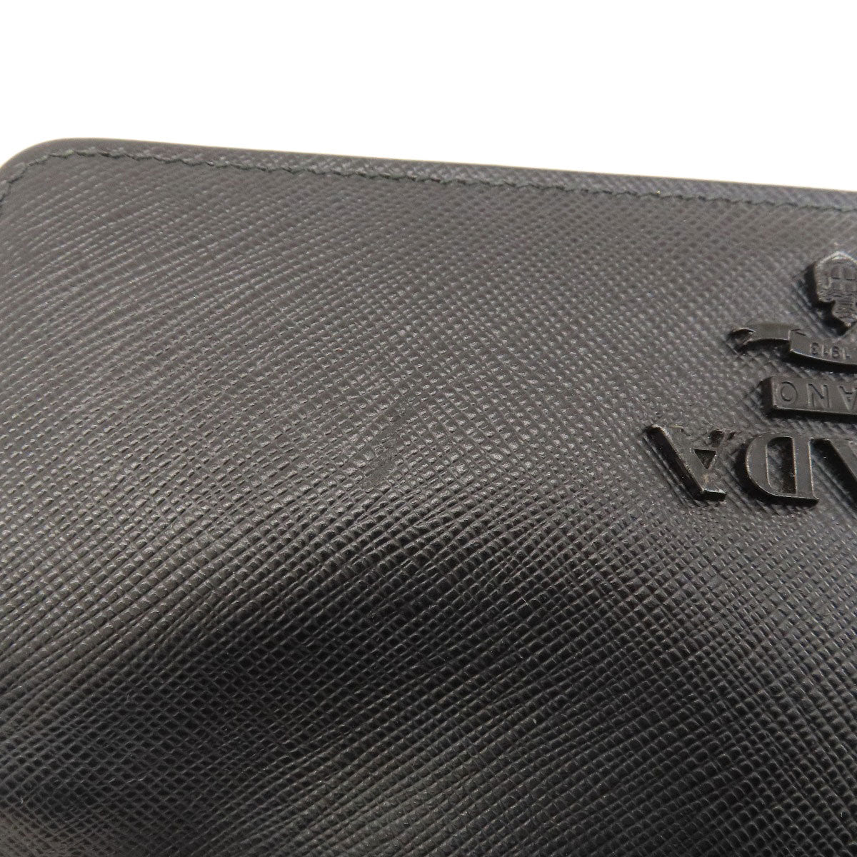 PRADA Long Wallet Purse leather black logo saffiano Women Used Authentic