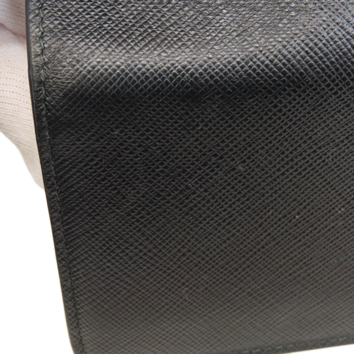 PRADA Long Wallet Purse leather black logo saffiano Women Used Authentic
