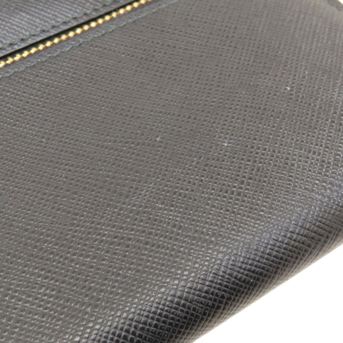 PRADA Long Wallet Purse leather black logo saffiano Women Used Authentic