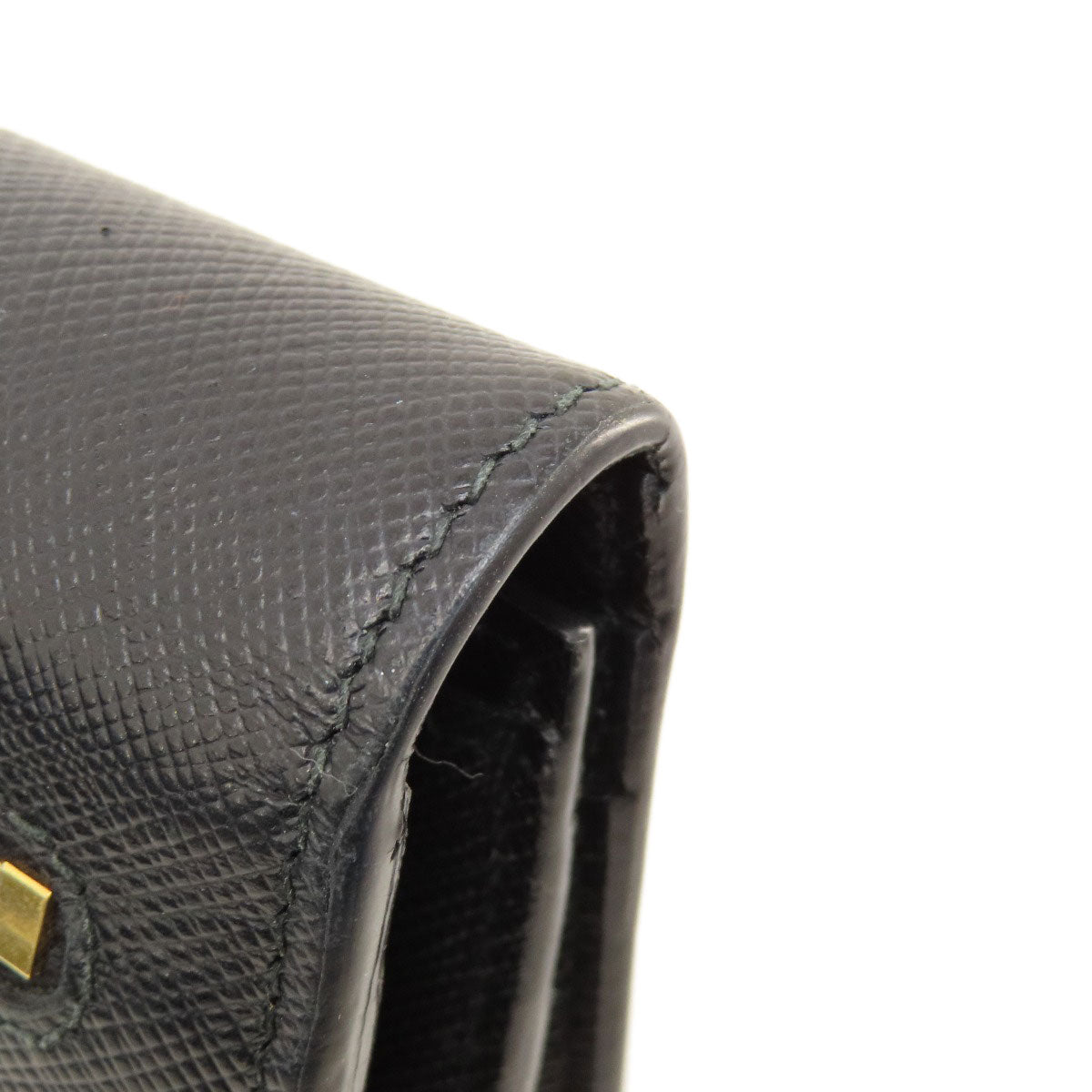 PRADA Long Wallet Purse leather black logo saffiano Women Used Authentic