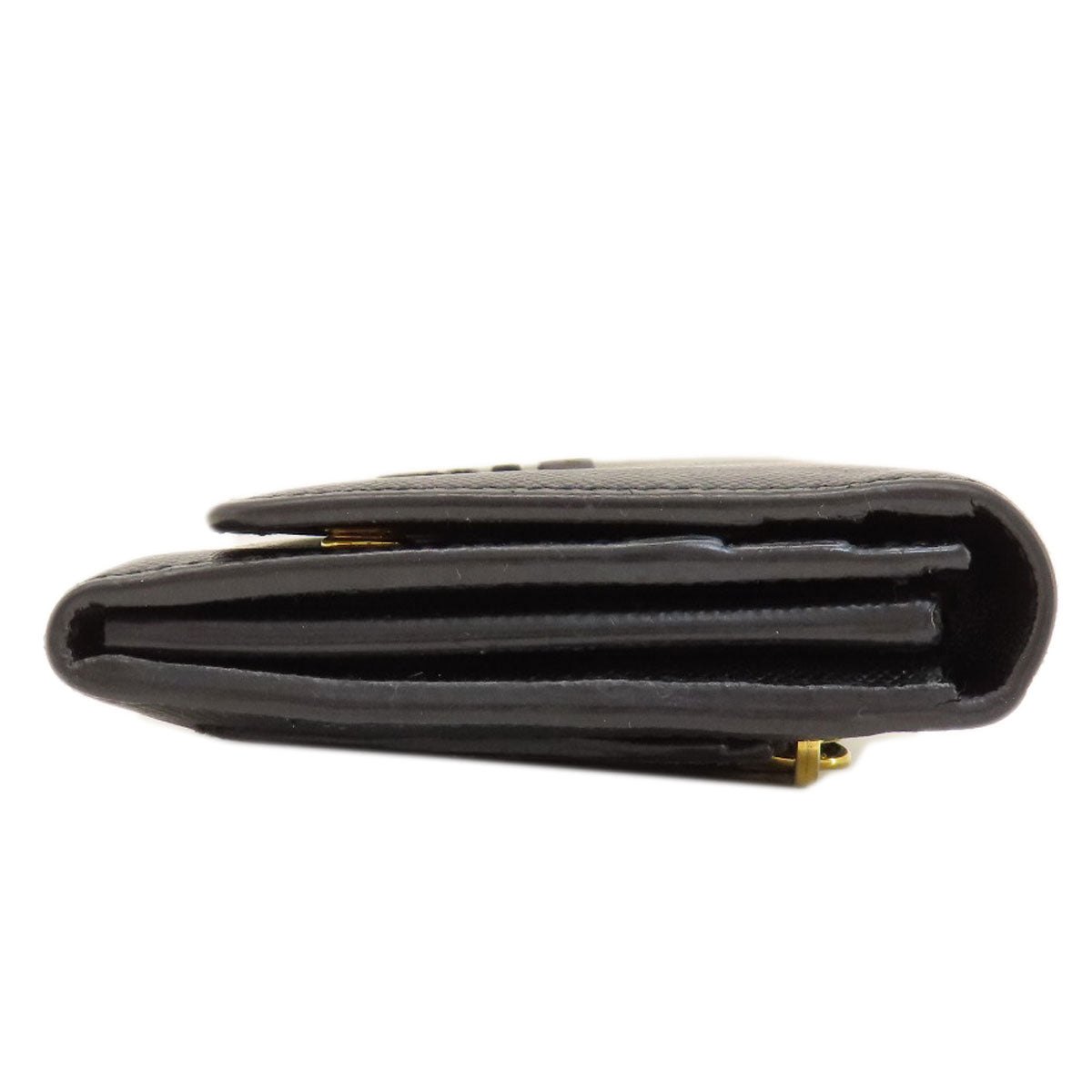 PRADA Long Wallet Purse leather black logo saffiano Women Used Authentic