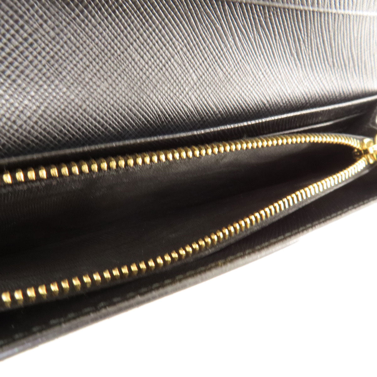PRADA Long Wallet Purse leather black logo saffiano Women Used Authentic
