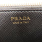 PRADA Long Wallet Purse leather black logo saffiano Women Used Authentic