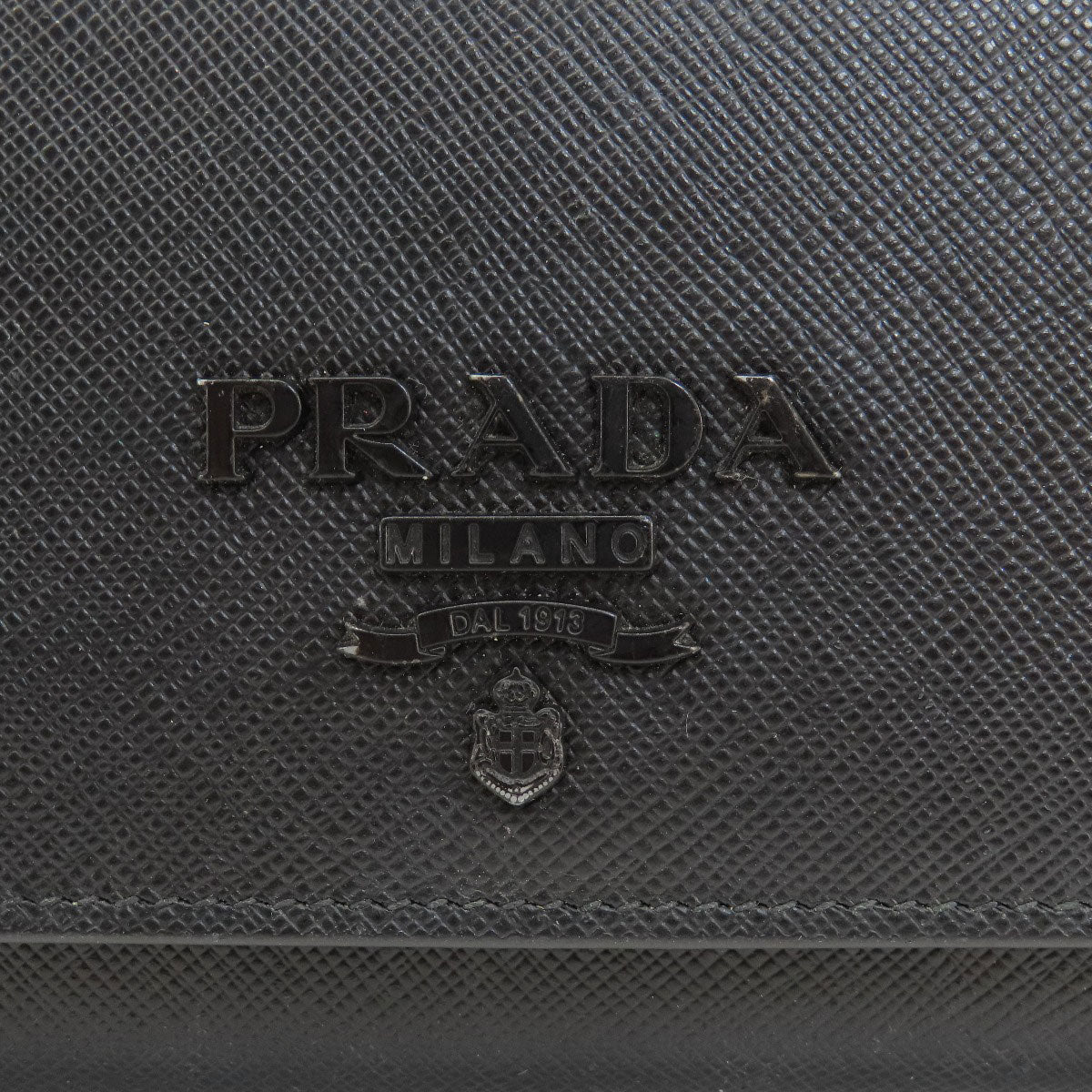 PRADA Long Wallet Purse leather black logo saffiano Women Used Authentic