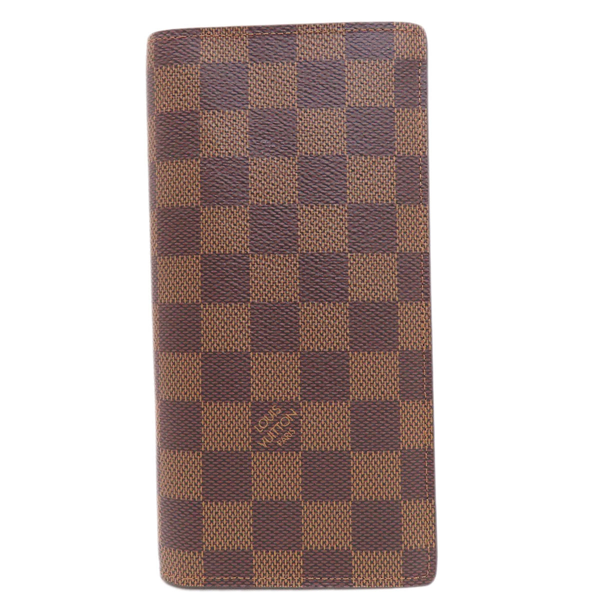 LOUIS VUITTON Long Wallet Purse N60017 Damier canvas Brown Portefeuille Brazza Damier Ebene Women Used Authentic