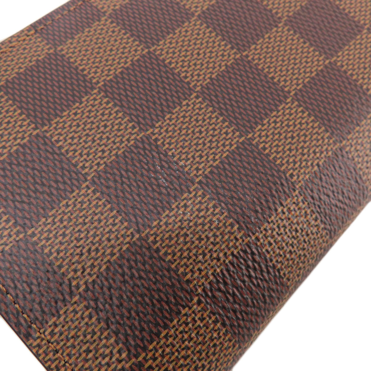LOUIS VUITTON Long Wallet Purse N60017 Damier canvas Brown Portefeuille Brazza Damier Ebene Women Used Authentic