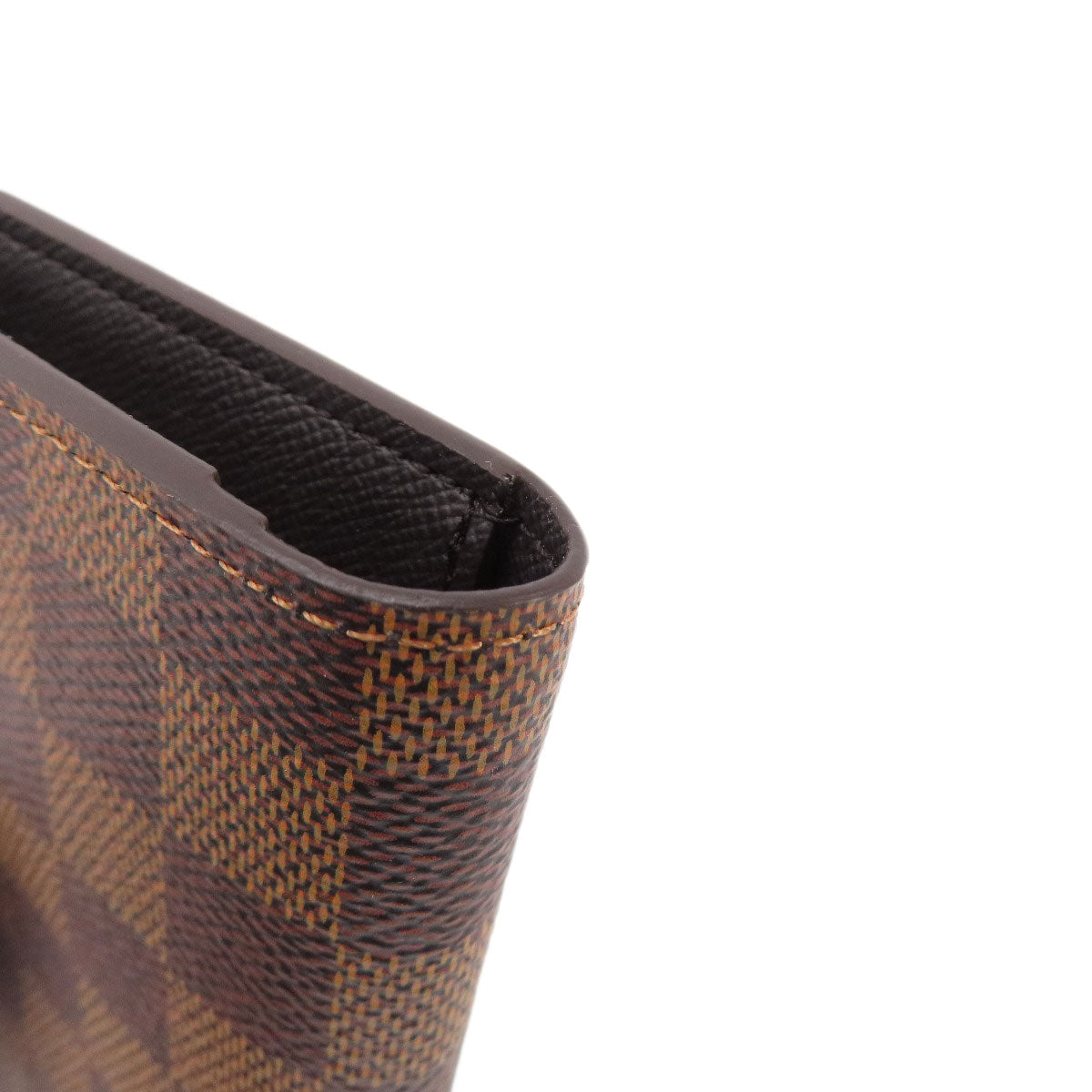 LOUIS VUITTON Long Wallet Purse N60017 Damier canvas Brown Portefeuille Brazza Damier Ebene Women Used Authentic