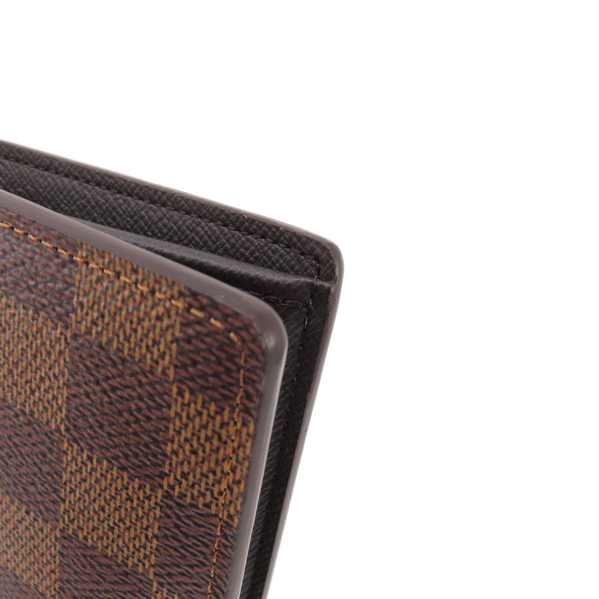 LOUIS VUITTON Long Wallet Purse N60017 Damier canvas Brown Portefeuille Brazza Damier Ebene Women Used Authentic