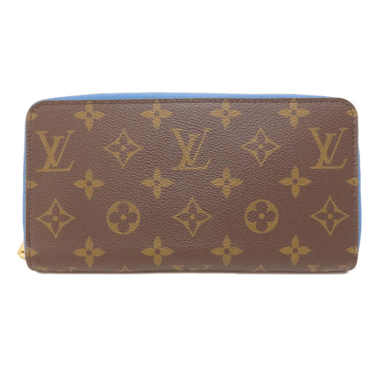 LOUIS VUITTON Long Wallet Purse M63894 Monogram canvas Brown Zippy Wallet Monogram Blue Jean Women Used Authentic