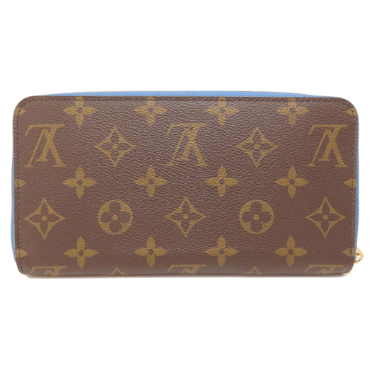 LOUIS VUITTON Long Wallet Purse M63894 Monogram canvas Brown Zippy Wallet Monogram Blue Jean Women Used Authentic