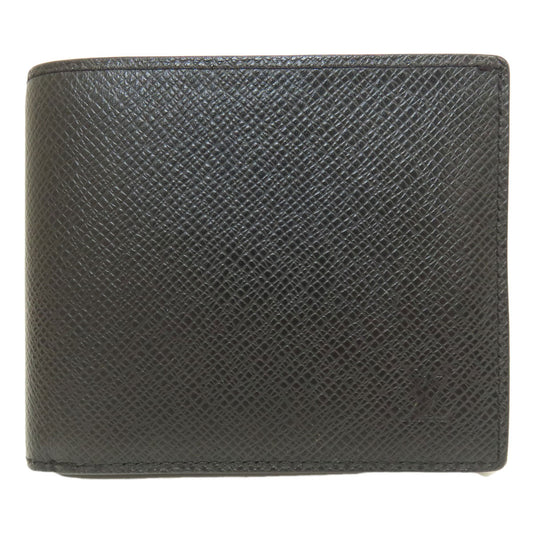 LOUIS VUITTON Bifold Wallet M62045 Taiga Leather black Portefeuille Amerigo NM mens Used Authentic