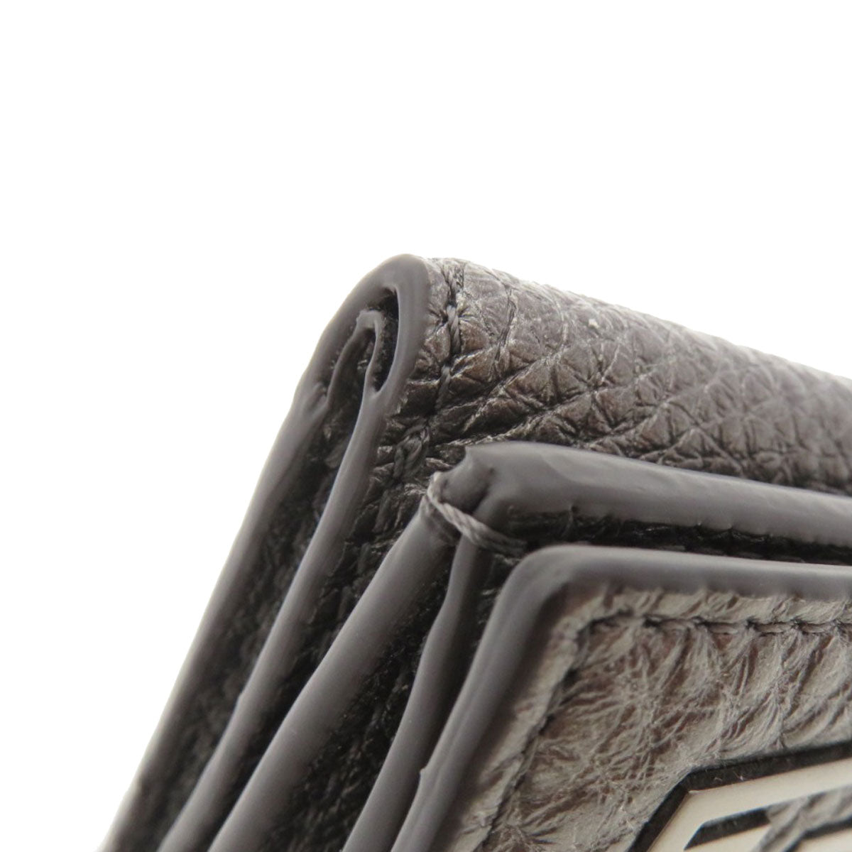 FENDI Bifold Wallet 7M0280 Calfskin gray Mini wallet tri-fold baguette mens Used Authentic