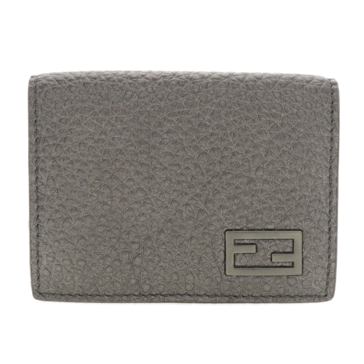FENDI Bifold Wallet 7M0280 Calfskin gray Mini wallet tri-fold baguette mens Used Authentic