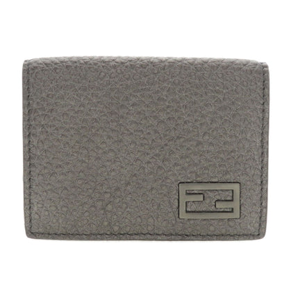 FENDI Bifold Wallet 7M0280 Calfskin gray Mini wallet tri-fold baguette mens Used Authentic