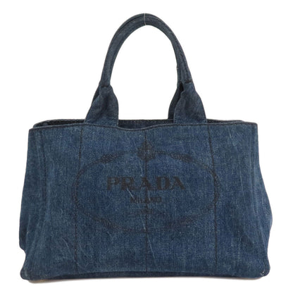 PRADA Tote Bag B1877B denim blue Canapa Women Used Authentic