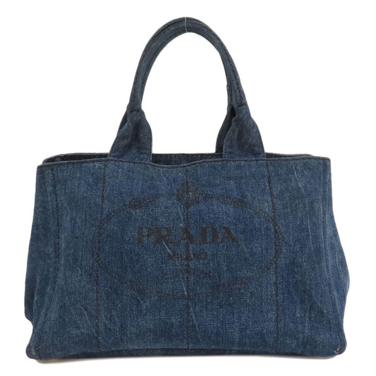 PRADA Tote Bag B1877B denim blue Canapa Women Used Authentic