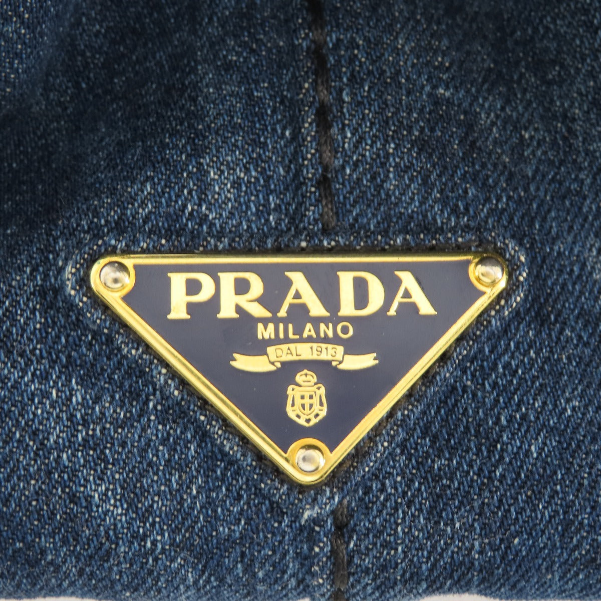 PRADA Tote Bag B1877B denim blue Canapa Women Used Authentic