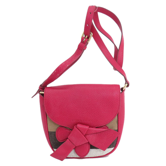 BURBERRY Shoulder Bag leather Red Mini cross body Women Used Authentic