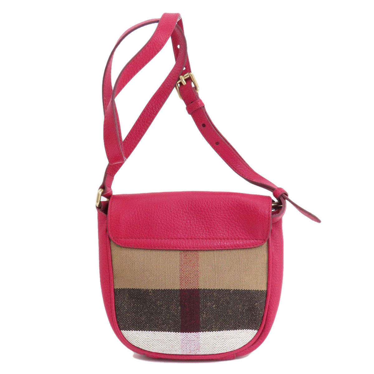 BURBERRY Shoulder Bag leather Red Mini cross body Women Used Authentic