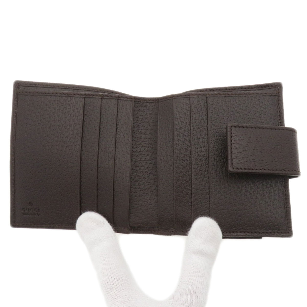 GUCCI Bifold Wallet 146568 Canvas, Leather Brown GG Women Used Authentic