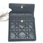 Dior Trifold wallet lambskin Navy Canage Women Used Authentic