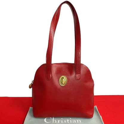 Dior Shoulder Bag leather Red CD logo Metal Women Used Authentic