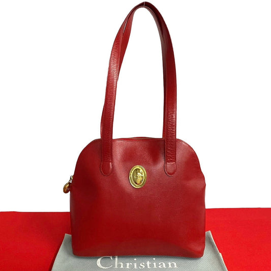 Dior Shoulder Bag leather Red CD logo Metal Women Used Authentic