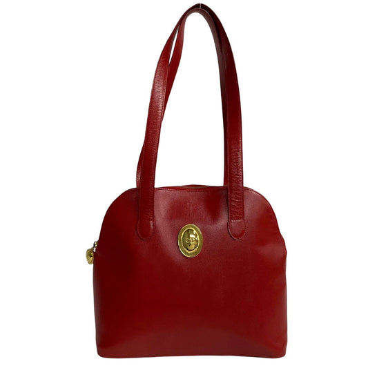 Dior Shoulder Bag leather Red CD logo Metal Women Used Authentic