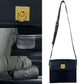 CELINE Shoulder Bag leather Navy logo ring Metal Women Used Authentic